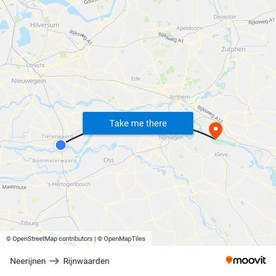 Neerijnen to Rijnwaarden map