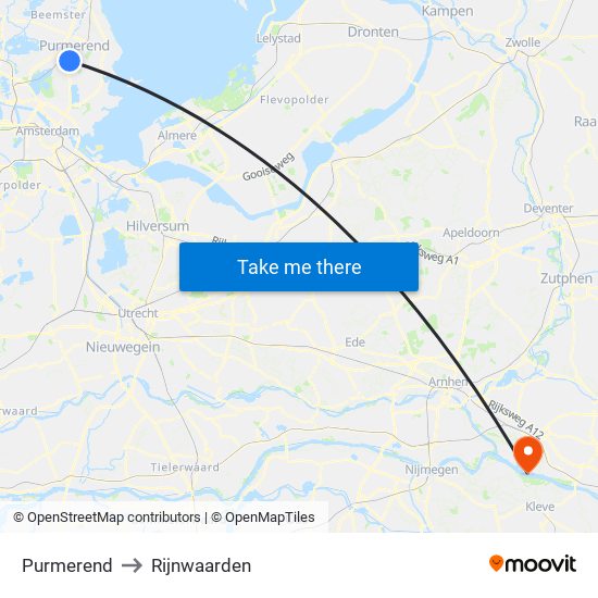 Purmerend to Rijnwaarden map
