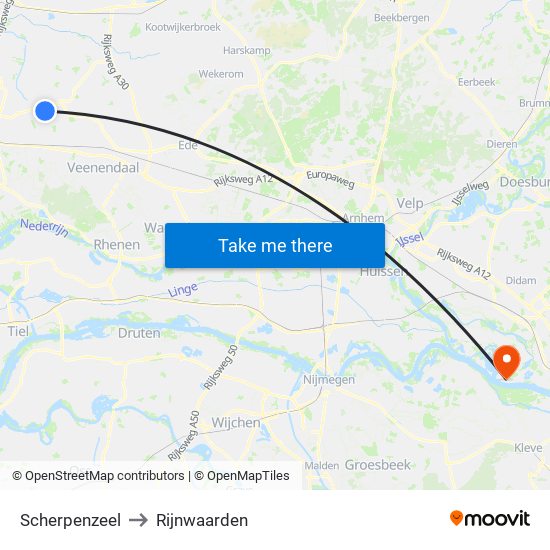 Scherpenzeel to Rijnwaarden map