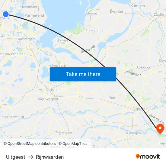Uitgeest to Rijnwaarden map