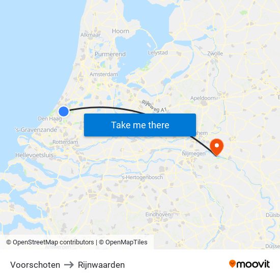 Voorschoten to Rijnwaarden map