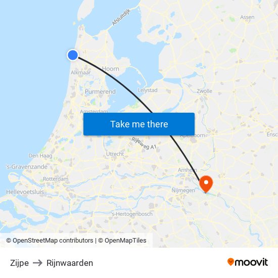 Zijpe to Rijnwaarden map