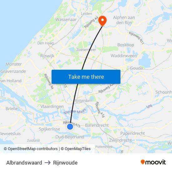 Albrandswaard to Rijnwoude map