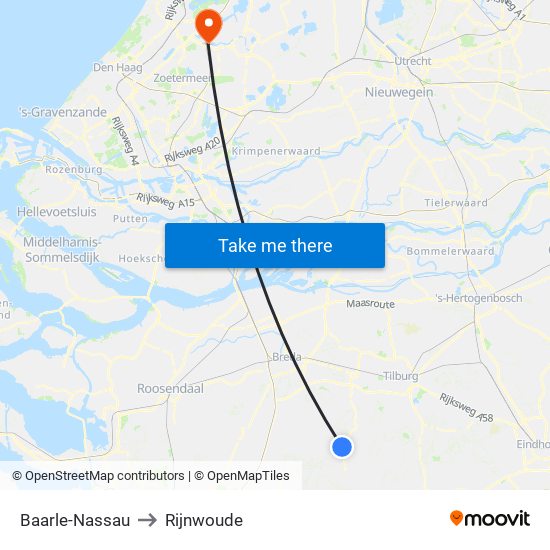 Baarle-Nassau to Rijnwoude map