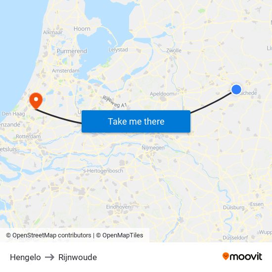 Hengelo to Rijnwoude map