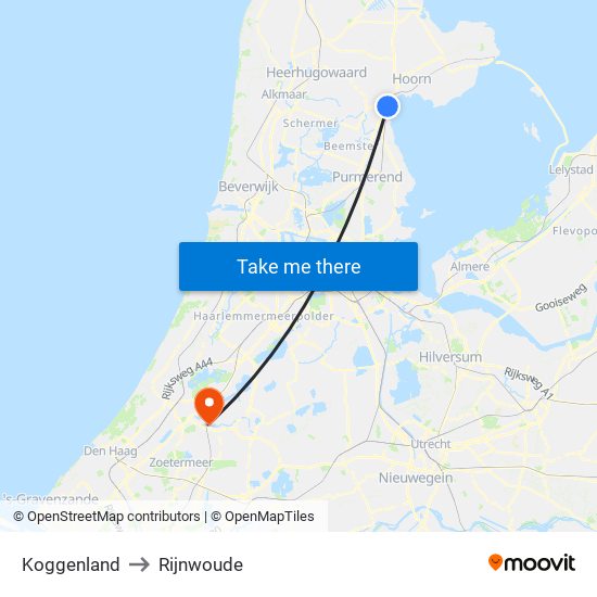 Koggenland to Rijnwoude map