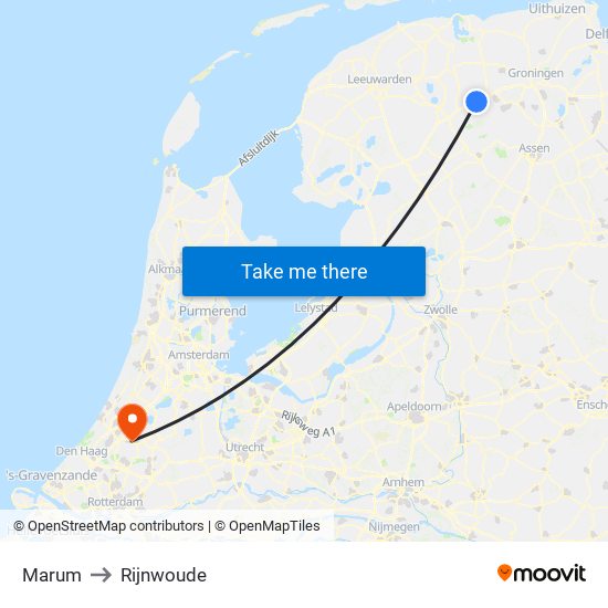 Marum to Rijnwoude map