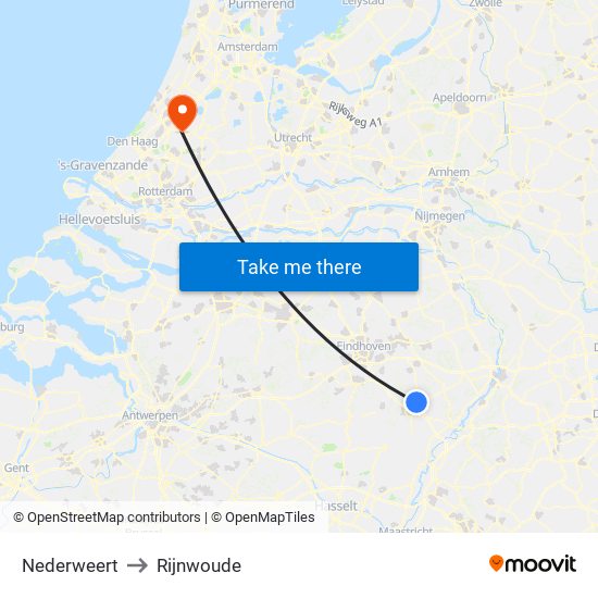 Nederweert to Rijnwoude map