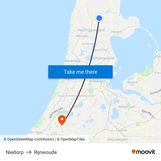 Niedorp to Rijnwoude map