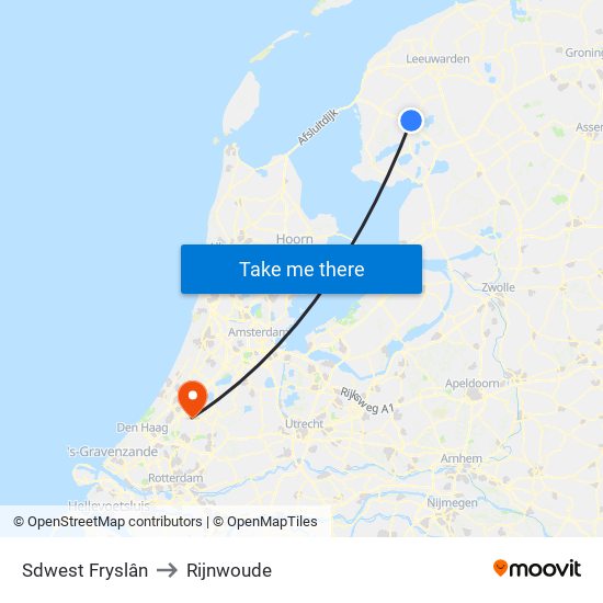 Sdwest Fryslân to Rijnwoude map