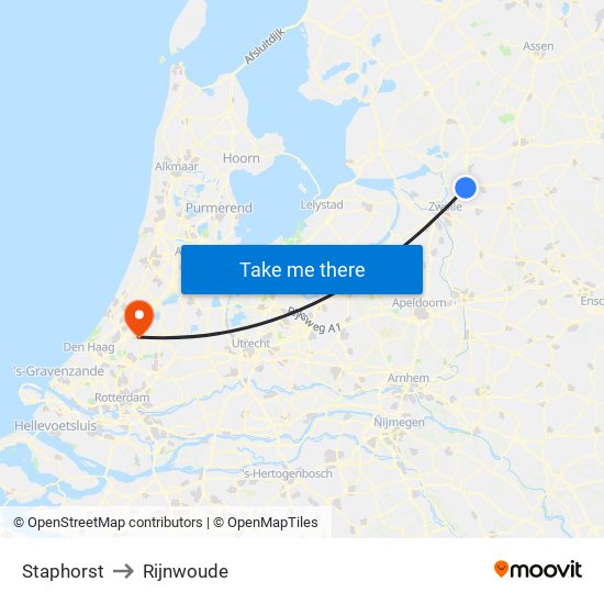 Staphorst to Rijnwoude map