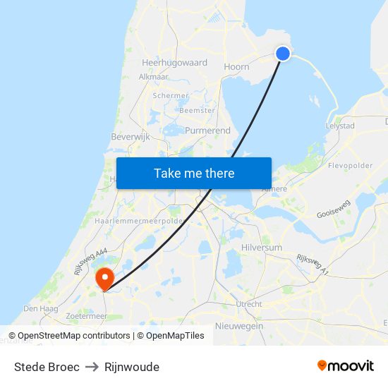 Stede Broec to Rijnwoude map