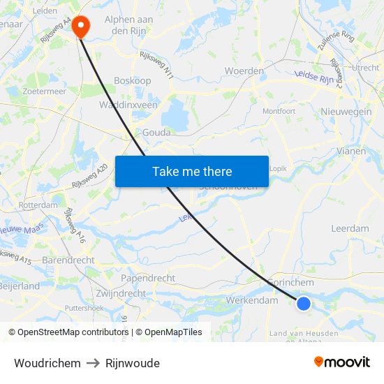 Woudrichem to Rijnwoude map