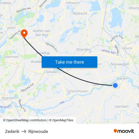 Zederik to Rijnwoude map