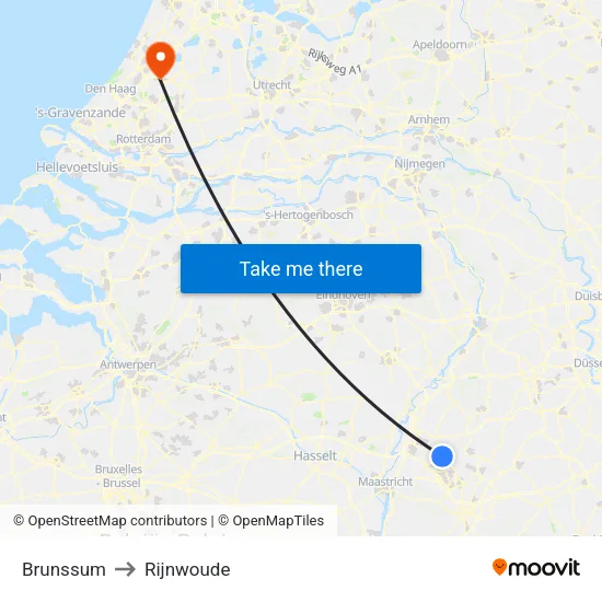 Brunssum to Rijnwoude map