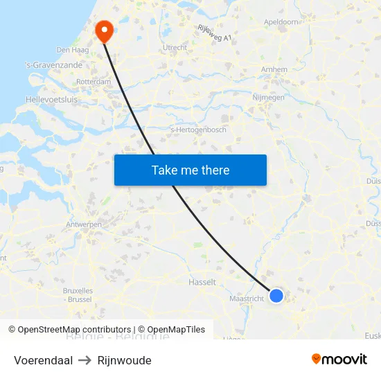 Voerendaal to Rijnwoude map