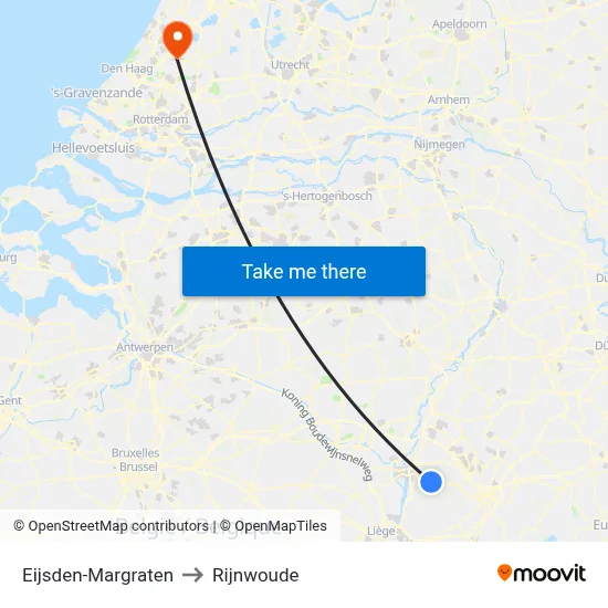 Eijsden-Margraten to Rijnwoude map