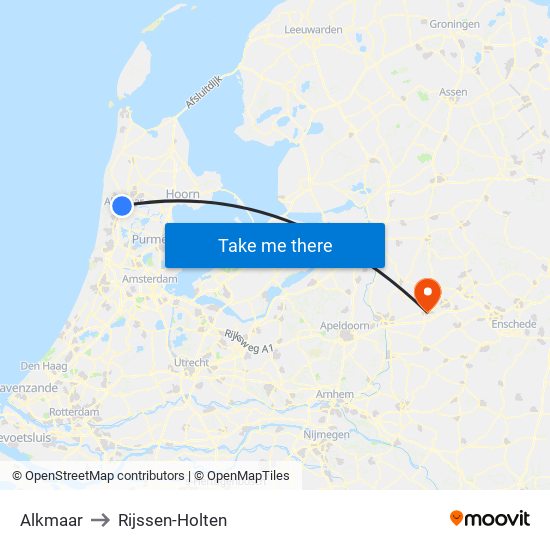 Alkmaar to Rijssen-Holten map