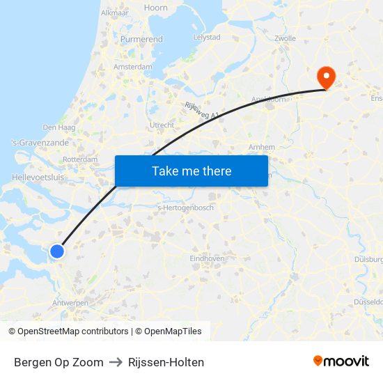 Bergen Op Zoom to Rijssen-Holten map