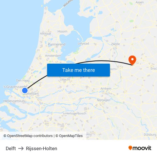Delft to Rijssen-Holten map