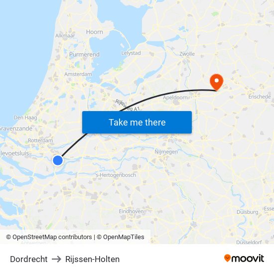 Dordrecht to Rijssen-Holten map