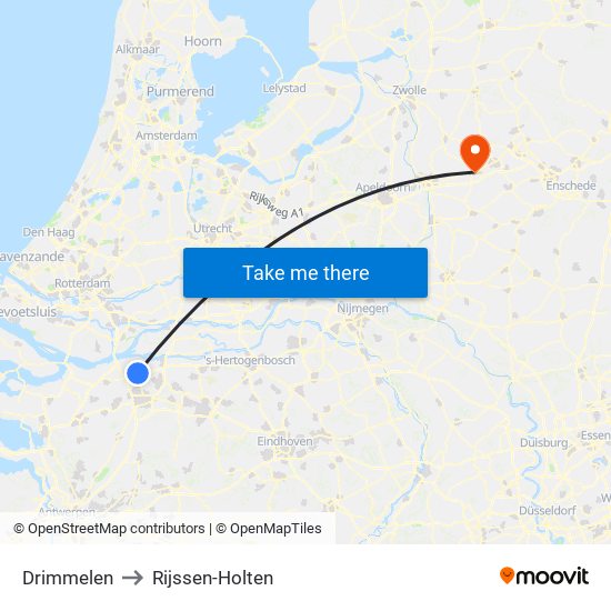 Drimmelen to Rijssen-Holten map