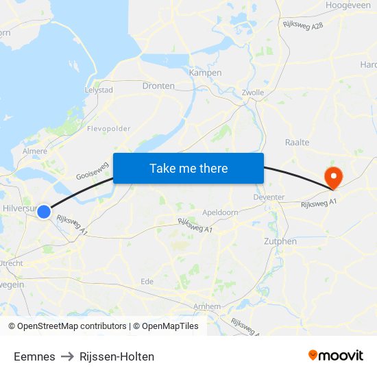 Eemnes to Rijssen-Holten map