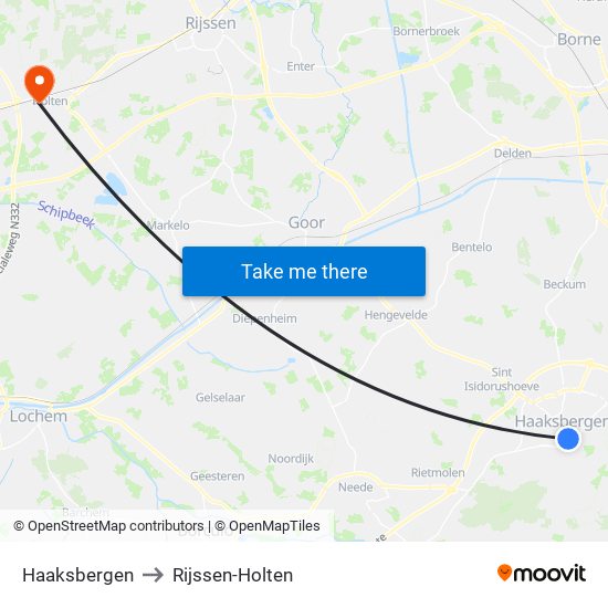 Haaksbergen to Rijssen-Holten map