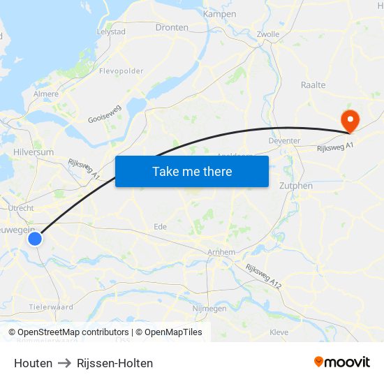 Houten to Rijssen-Holten map