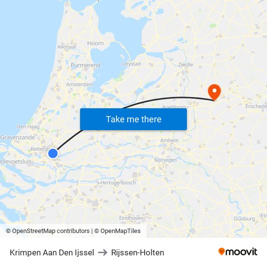 Krimpen Aan Den Ijssel to Rijssen-Holten map