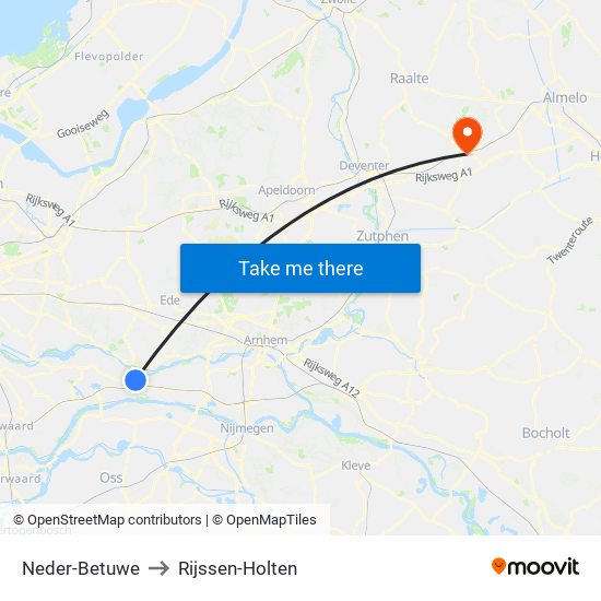 Neder-Betuwe to Rijssen-Holten map