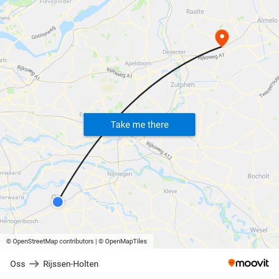 Oss to Rijssen-Holten map