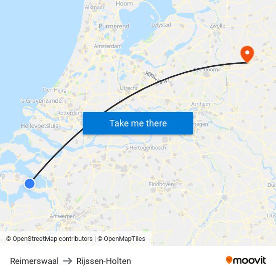 Reimerswaal to Rijssen-Holten map