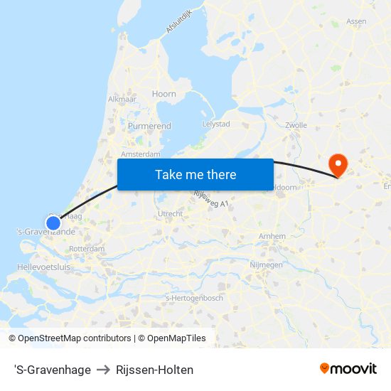 'S-Gravenhage to Rijssen-Holten map