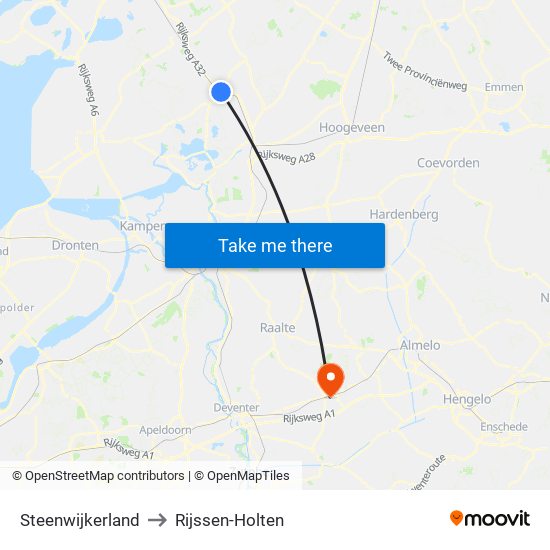 Steenwijkerland to Rijssen-Holten map