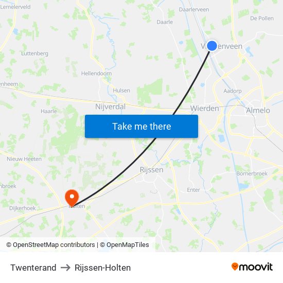 Twenterand to Rijssen-Holten map