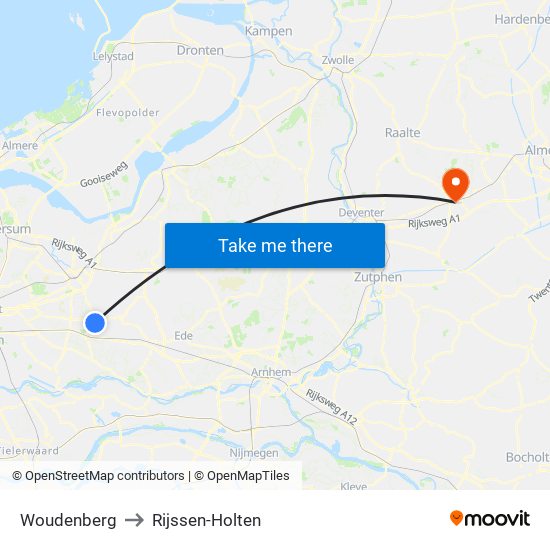 Woudenberg to Rijssen-Holten map