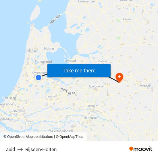 Zuid to Rijssen-Holten map