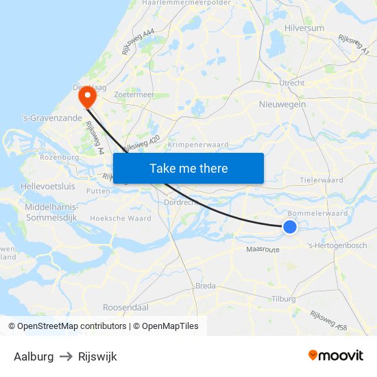 Aalburg to Rijswijk map