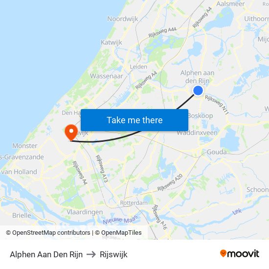 Alphen Aan Den Rijn to Rijswijk map