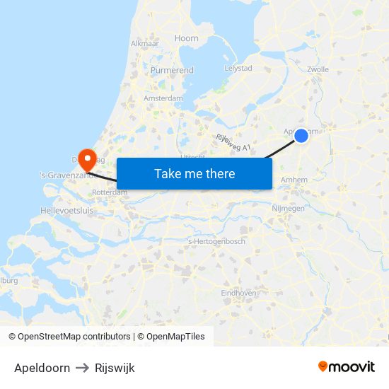 Apeldoorn to Rijswijk map
