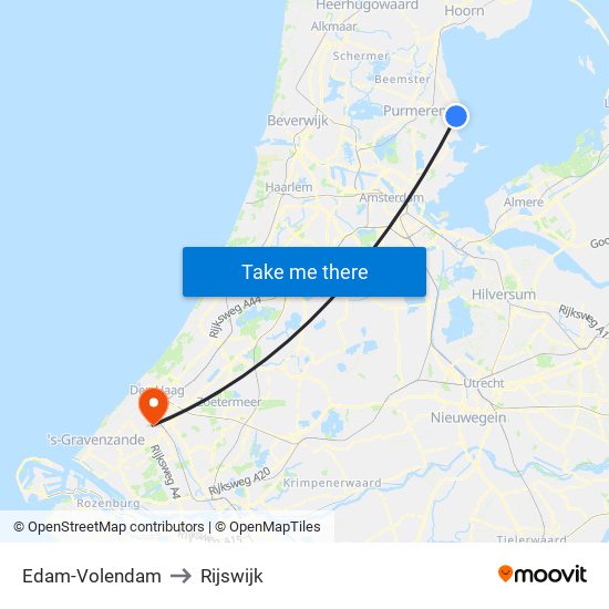 Edam-Volendam to Rijswijk map