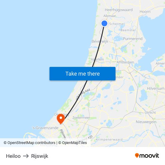 Heiloo to Rijswijk map