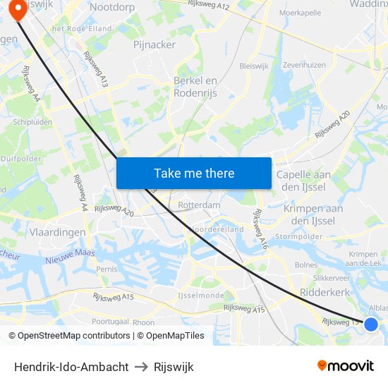 Hendrik-Ido-Ambacht to Rijswijk map