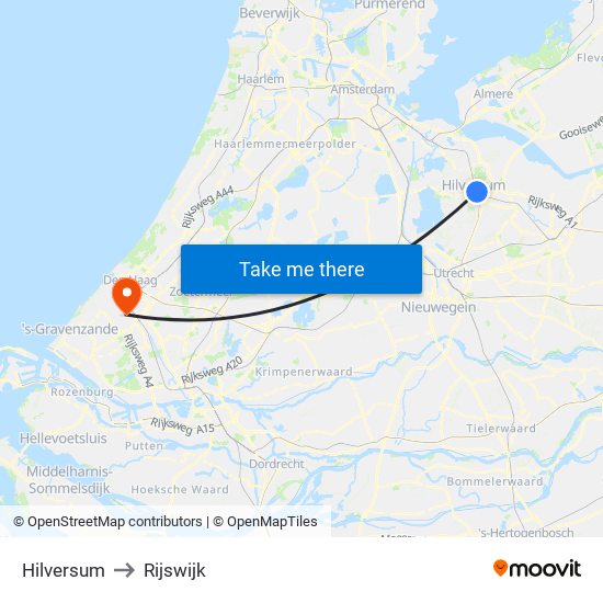 Hilversum to Rijswijk map