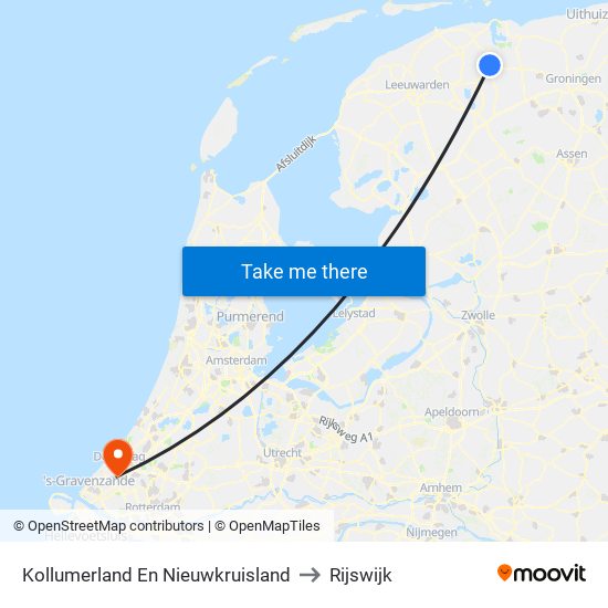 Kollumerland En Nieuwkruisland to Rijswijk map