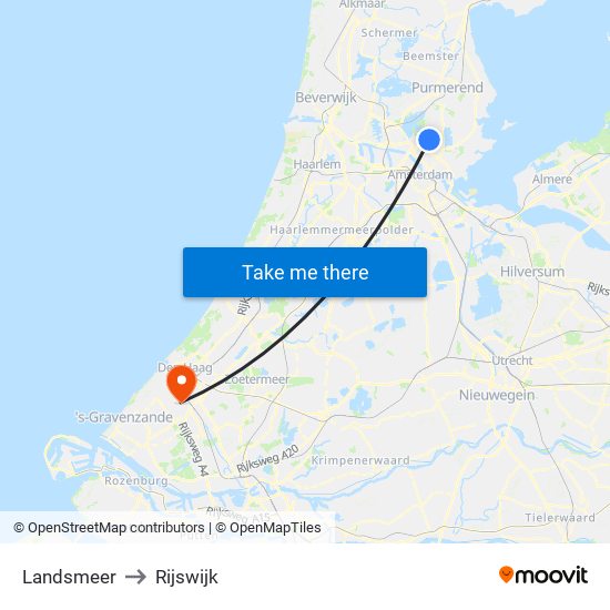 Landsmeer to Rijswijk map