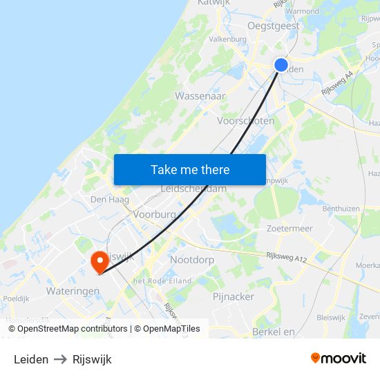 Leiden to Rijswijk map