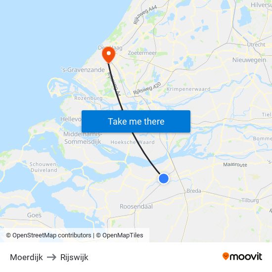 Moerdijk to Rijswijk map