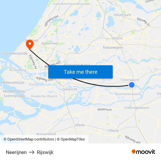 Neerijnen to Rijswijk map